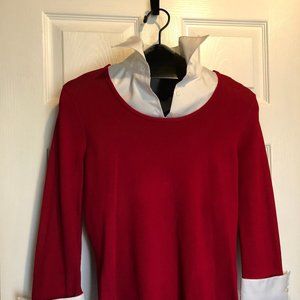Talbot's Red Sweater with Removable Collar & Cuffs